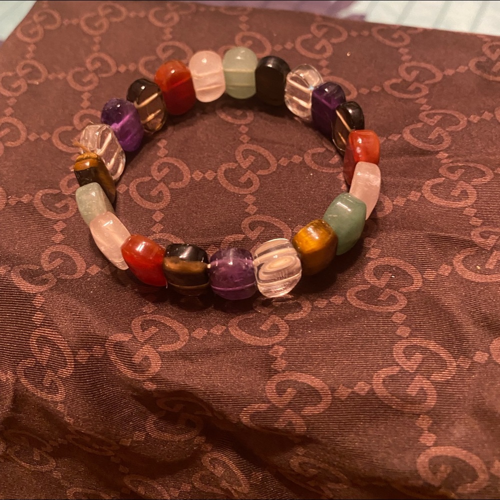 Beaded bracelet, with multiple color stones.